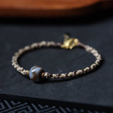 Adjustable Agate and Handwoven Rope Bracelet - Bracelet - Feather Peace