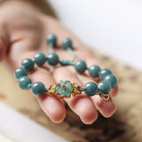 Adjustable Blue Water Jadeite Bracelet with Flower Pendant - Bracelet - Feather Peace