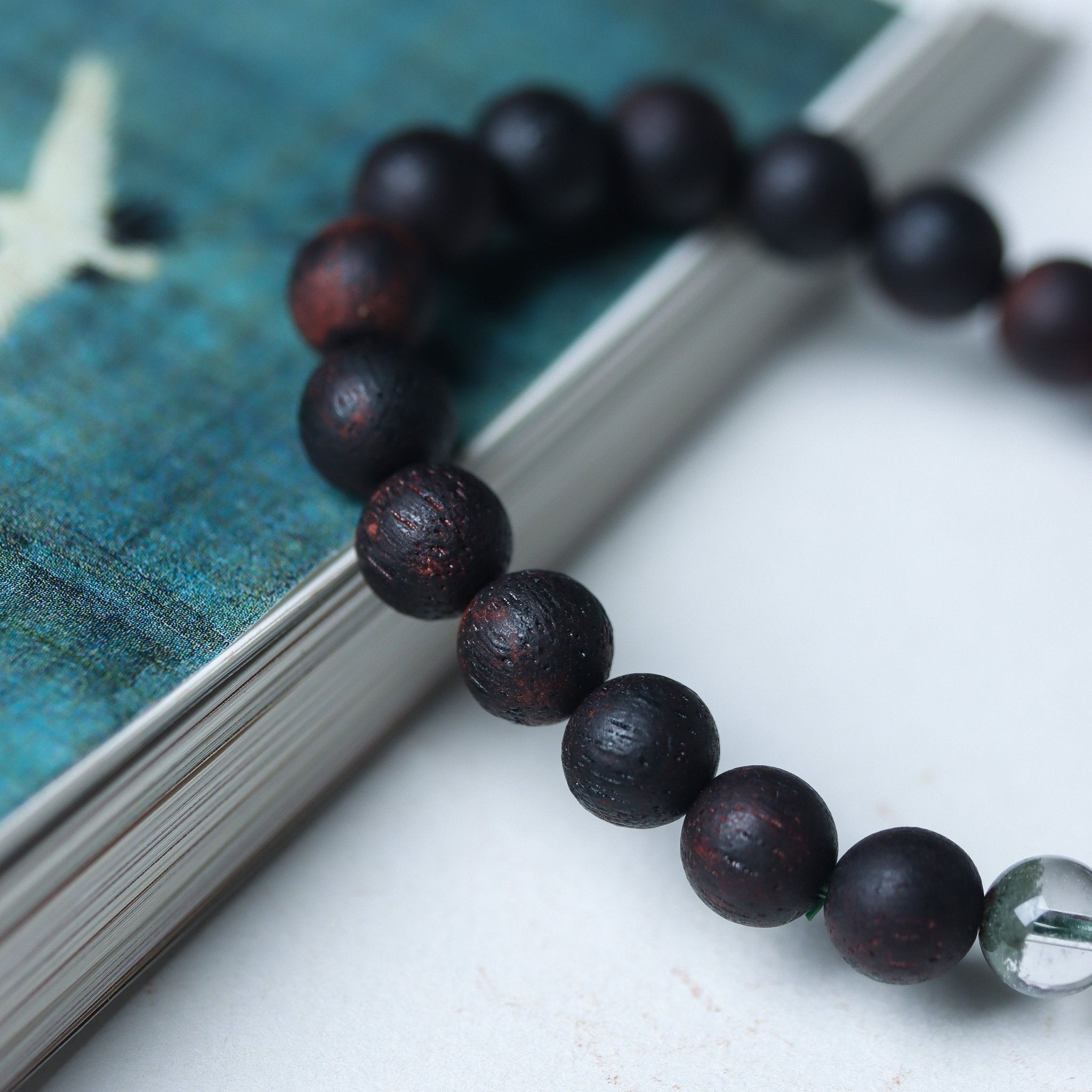 Agarwood and Green Phantom Quartz Bracelet - Bracelet - Feather Peace