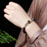 Agarwood and Green Phantom Quartz Bracelet - Bracelet - Feather Peace