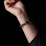 Agarwood and Hetian Jade Bracelet with Lock Charm - Bracelet - Feather Peace