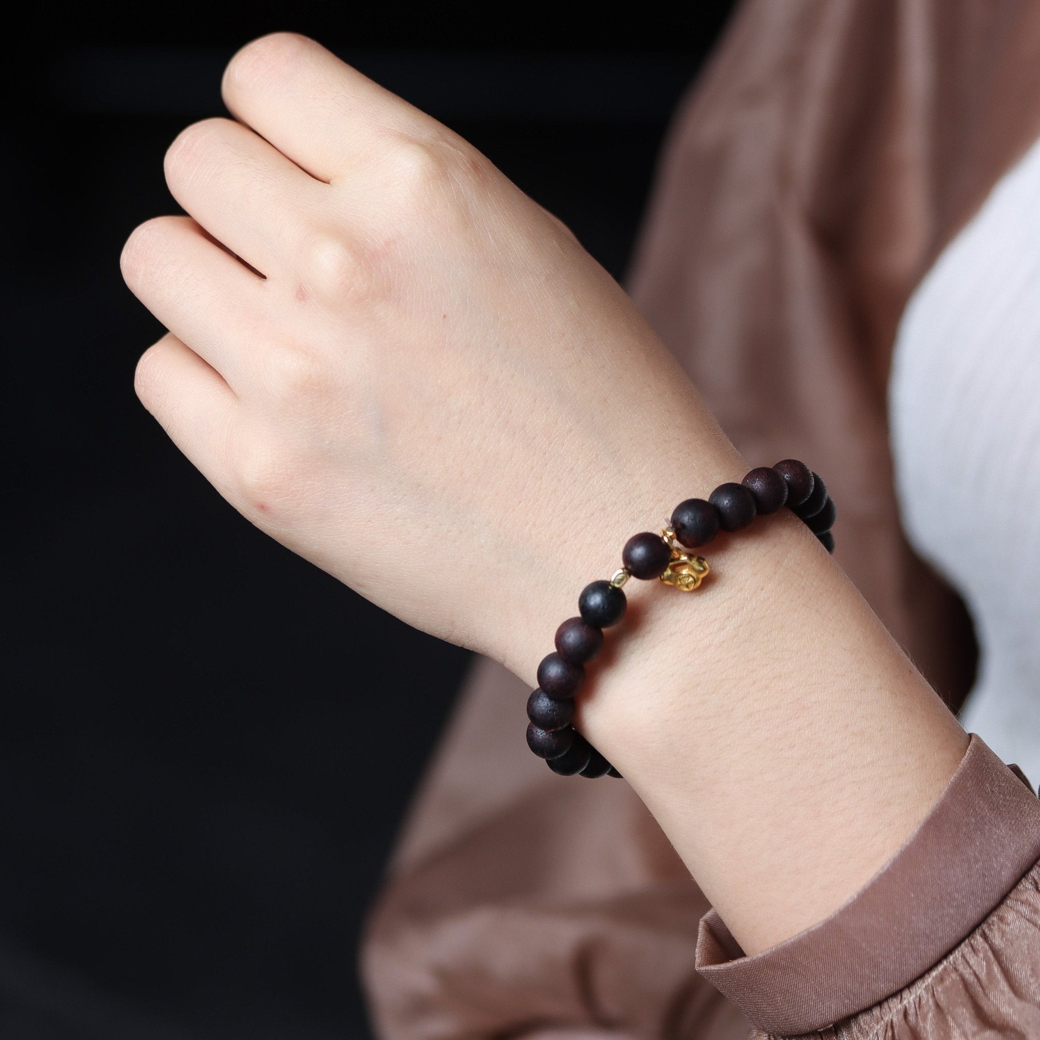 Agarwood Bead Peace and Safety Bracelet - Bracelet - Feather Peace