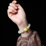 Amber and Hetian Jade Bracelet with 18K Gold Connectors - Bracelet - Feather Peace