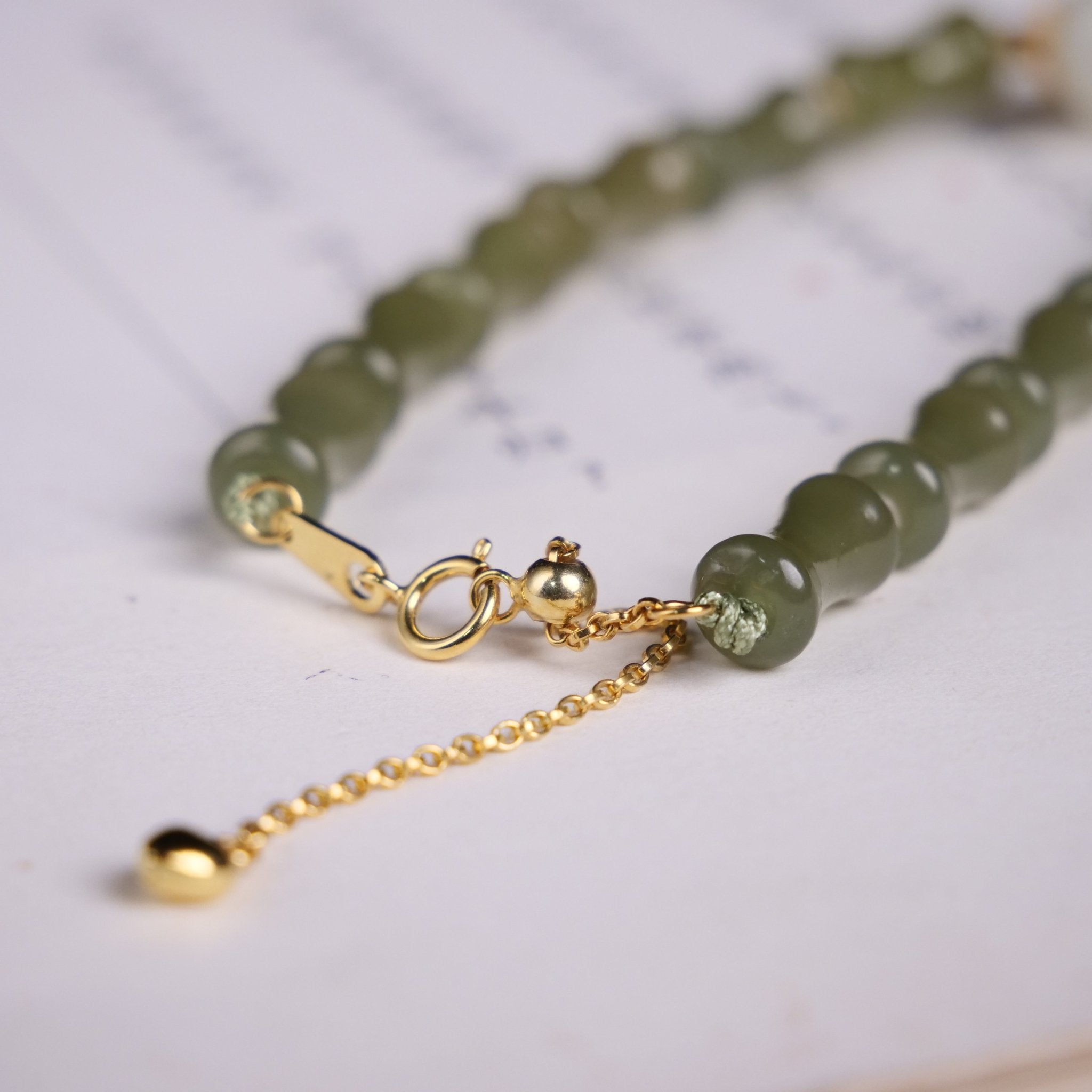 Bamboo Shaped Hetian Jade Bracelet with White Pendant - Bracelet - Feather Peace