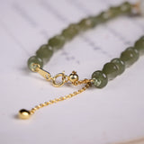 Bamboo Shaped Hetian Jade Bracelet with White Pendant - Bracelet - Feather Peace