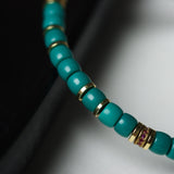 Barrel Bead Turquoise Bracelet with Gold Accents - Bracelet - Feather Peace