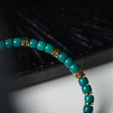Barrel Bead Turquoise Bracelet with Gold Accents - Bracelet - Feather Peace