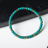 Barrel Bead Turquoise Bracelet with Gold Accents - Bracelet - Feather Peace