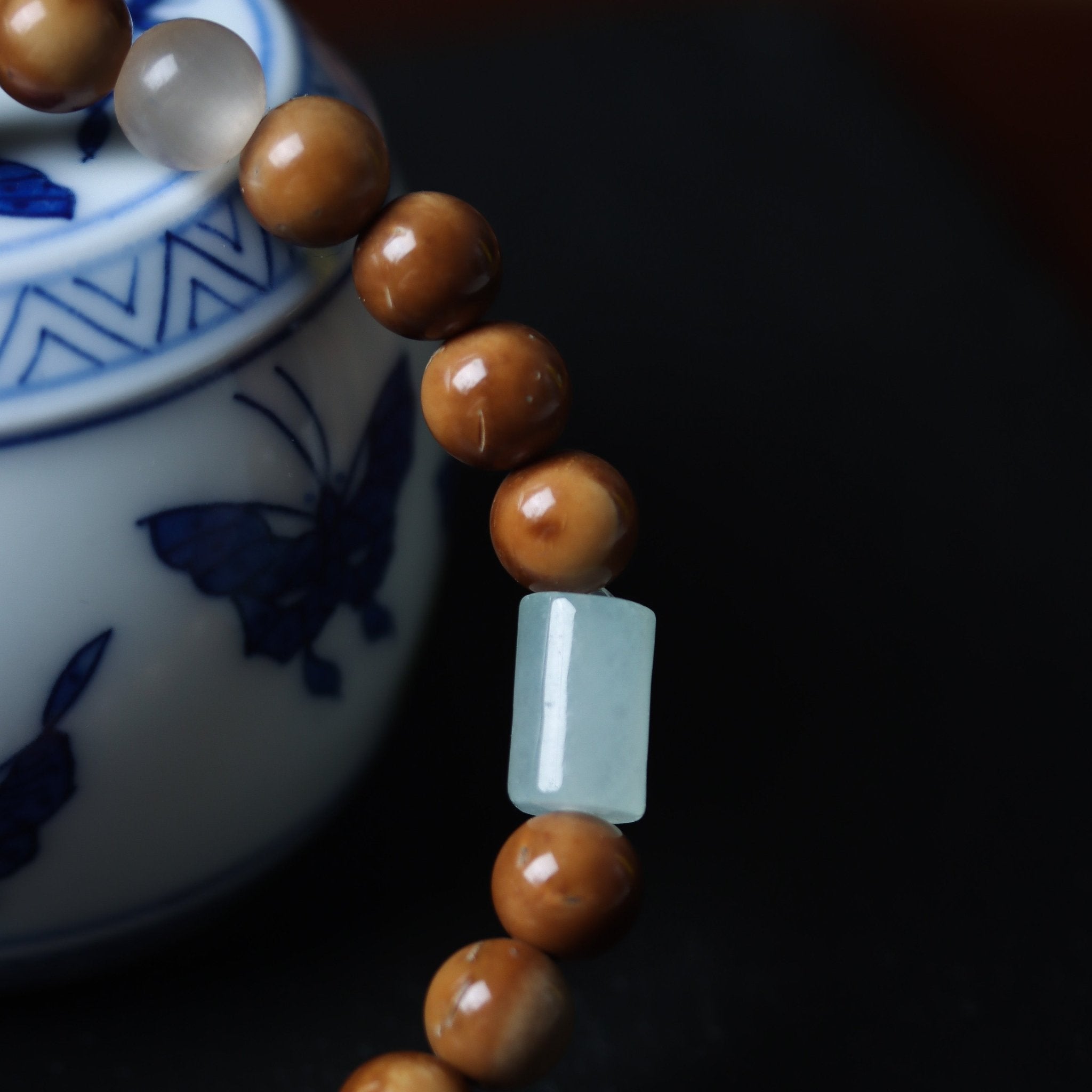 Cat’s Eye Pendant with Coquilla and Bashan Jade Bracelet - Bracelet - Feather Peace