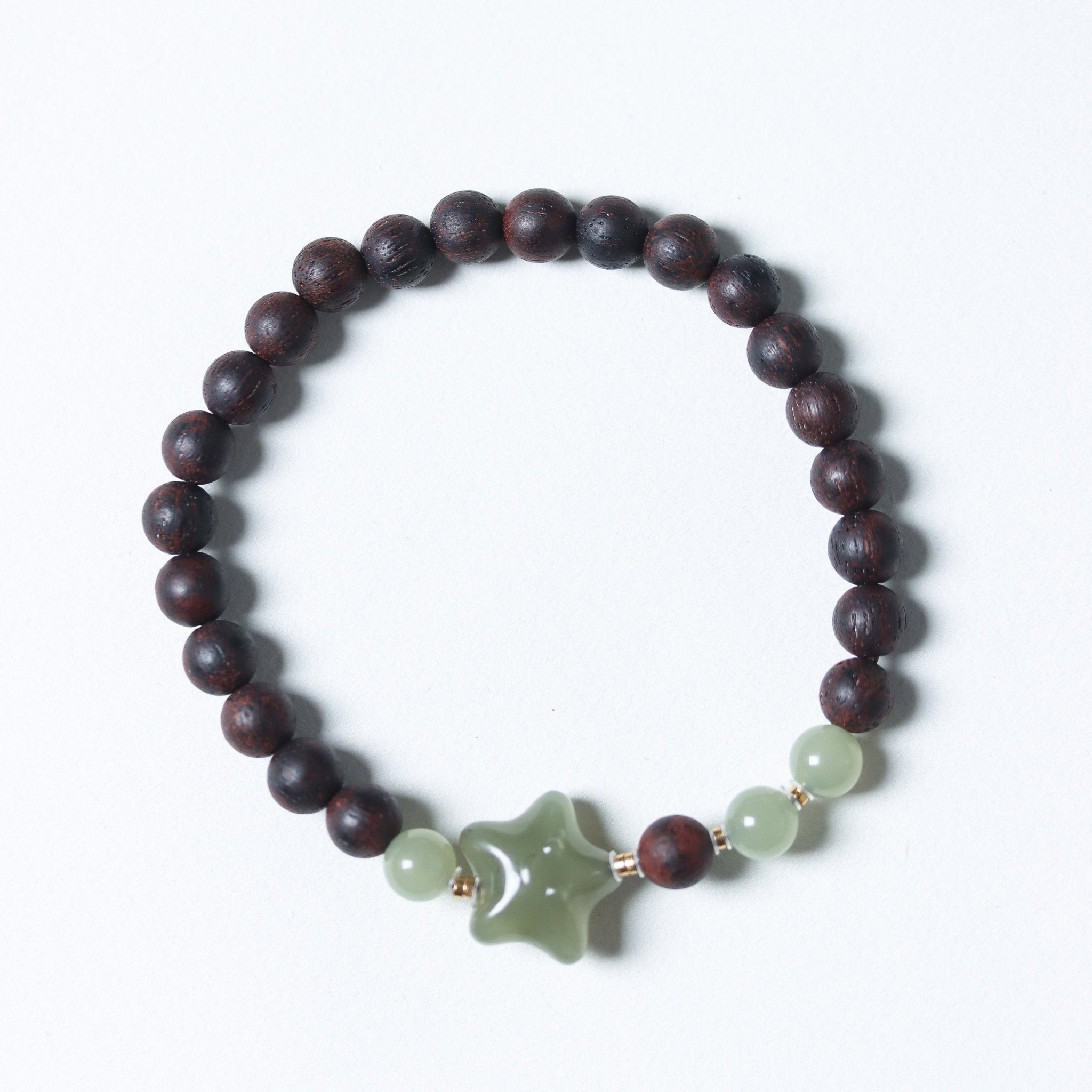 Chinese Agarwood and Hetian Jade Lucky Star Bracelet - Bracelet - Feather Peace