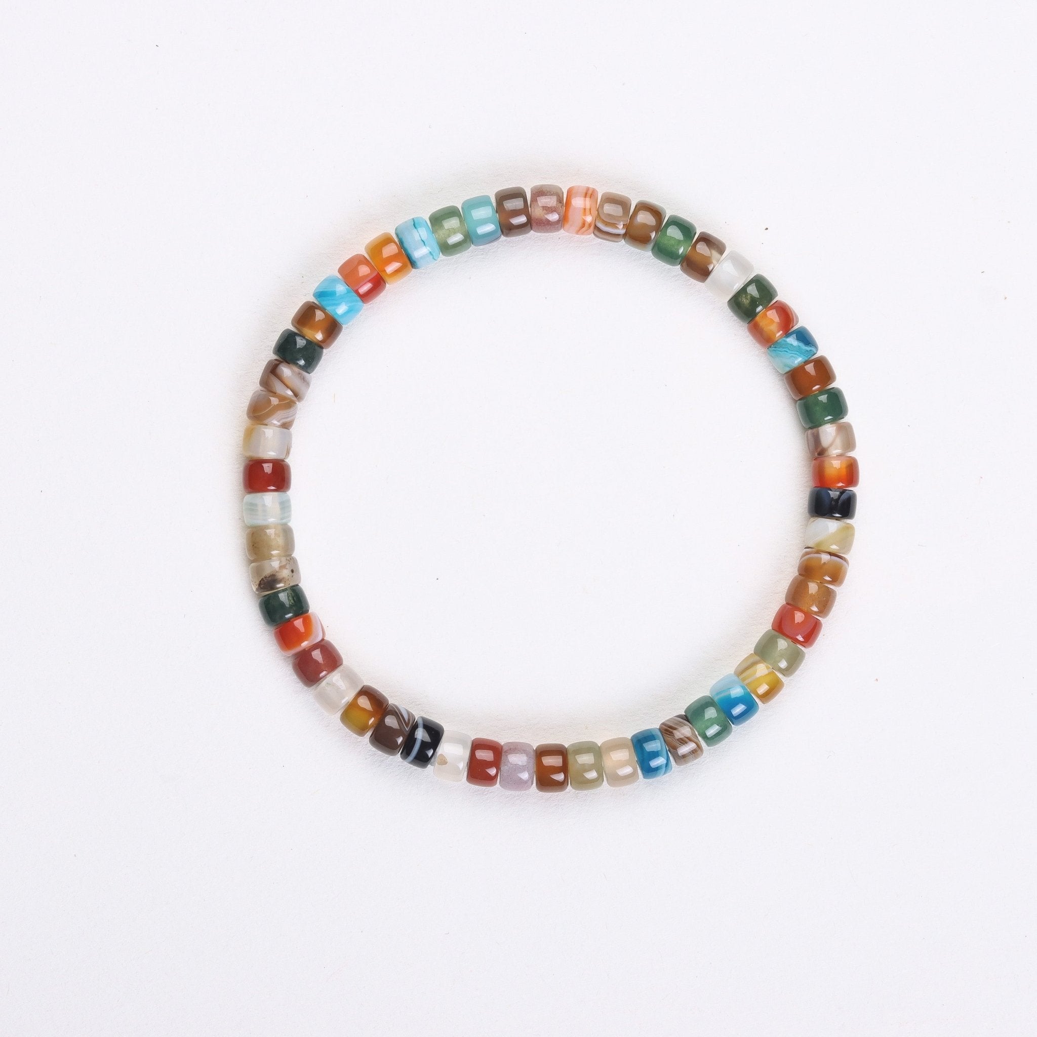 Colorful Agate Flat Bead Bracelet - Bracelet - Feather Peace