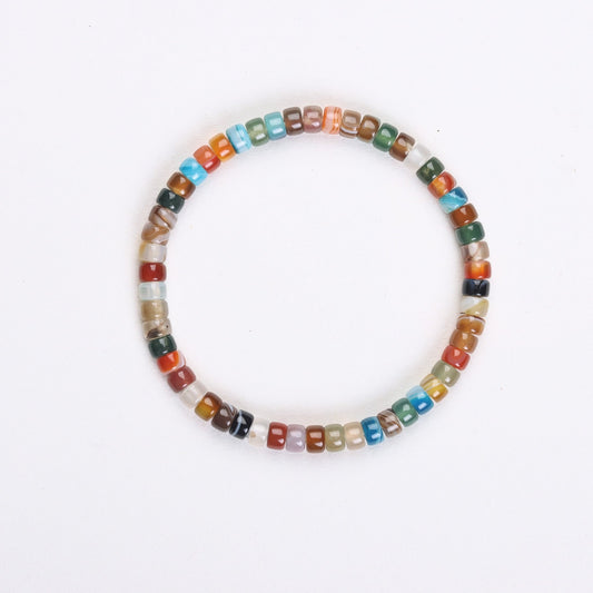 Colorful Agate Flat Bead Bracelet - Bracelet - Feather Peace