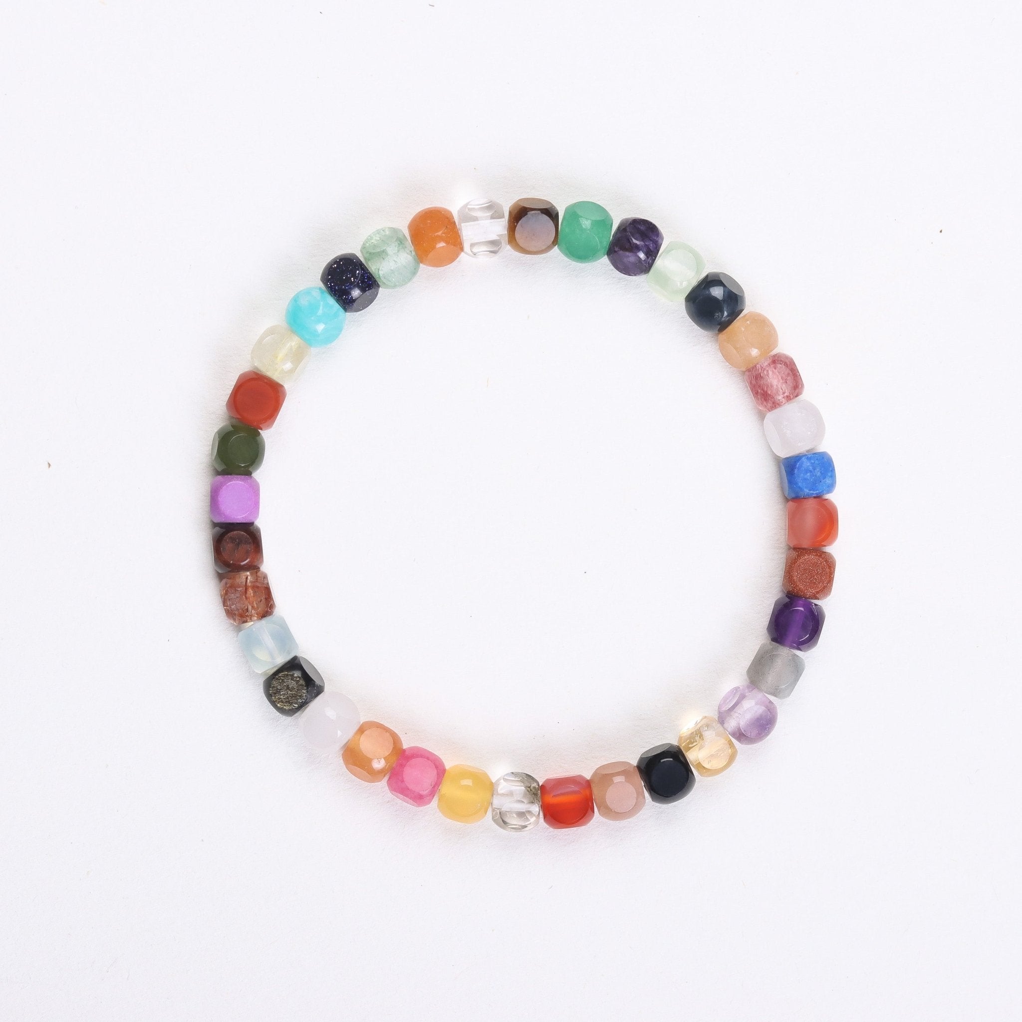 Colorful Agate Square Bead Bracelet - Bracelet - Feather Peace