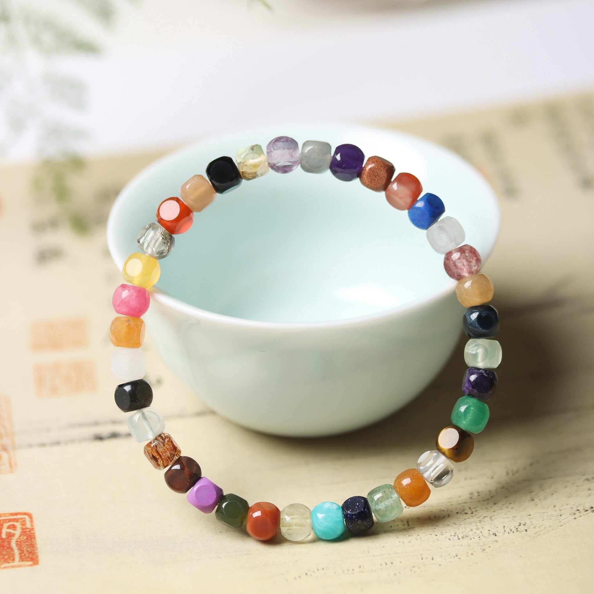 Colorful Agate Square Bead Bracelet - Bracelet - Feather Peace