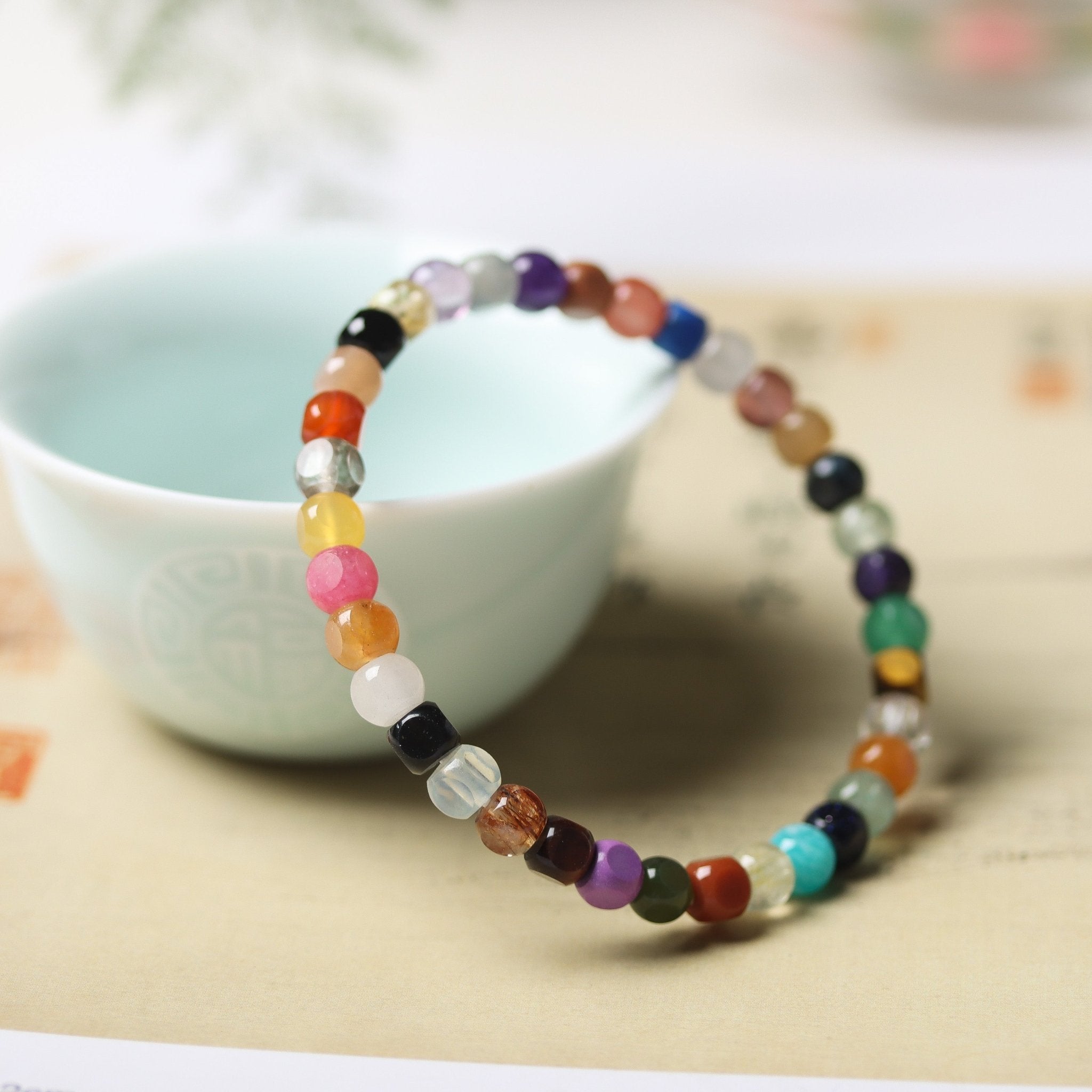 Colorful Agate Square Bead Bracelet - Bracelet - Feather Peace