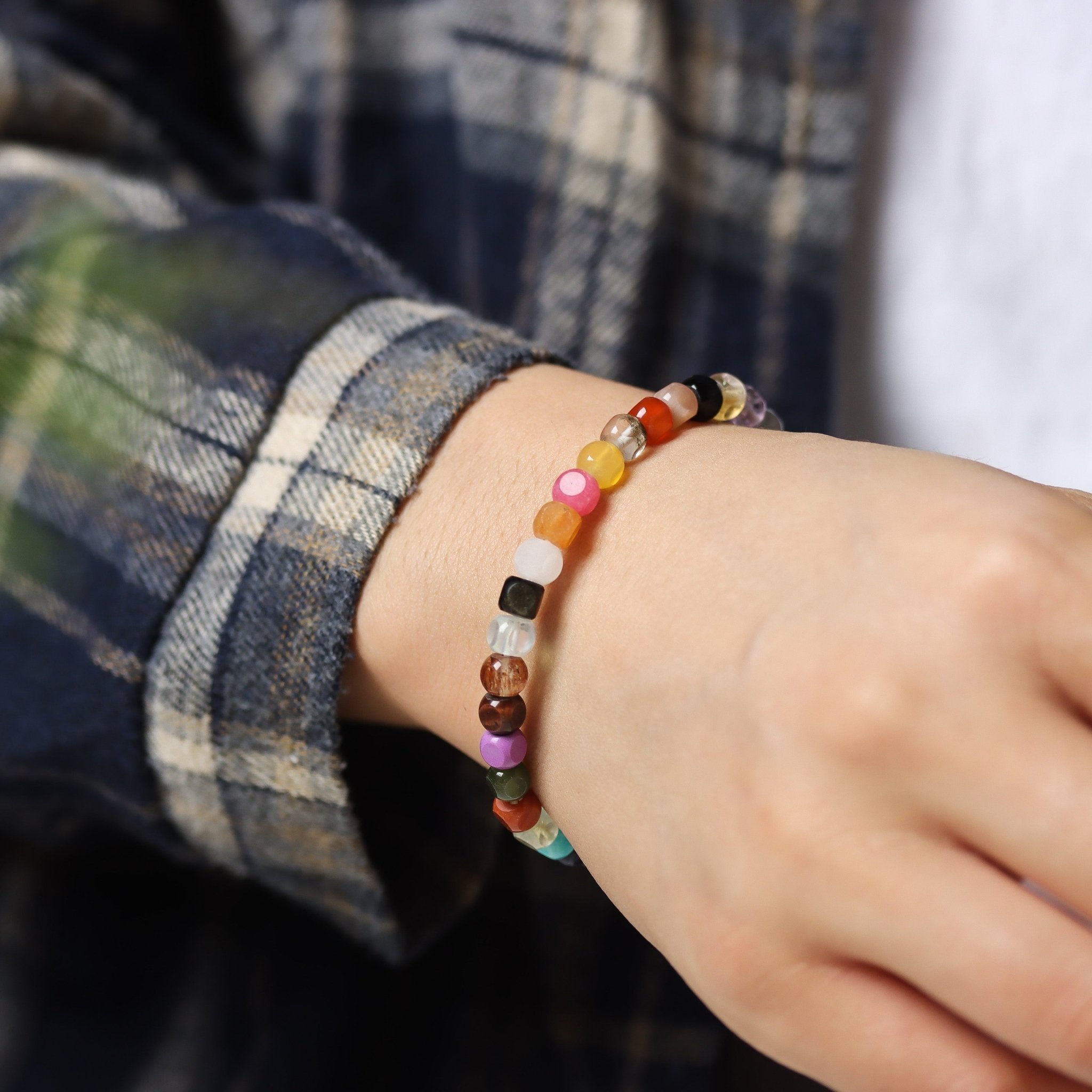 Colorful Agate Square Bead Bracelet - Bracelet - Feather Peace