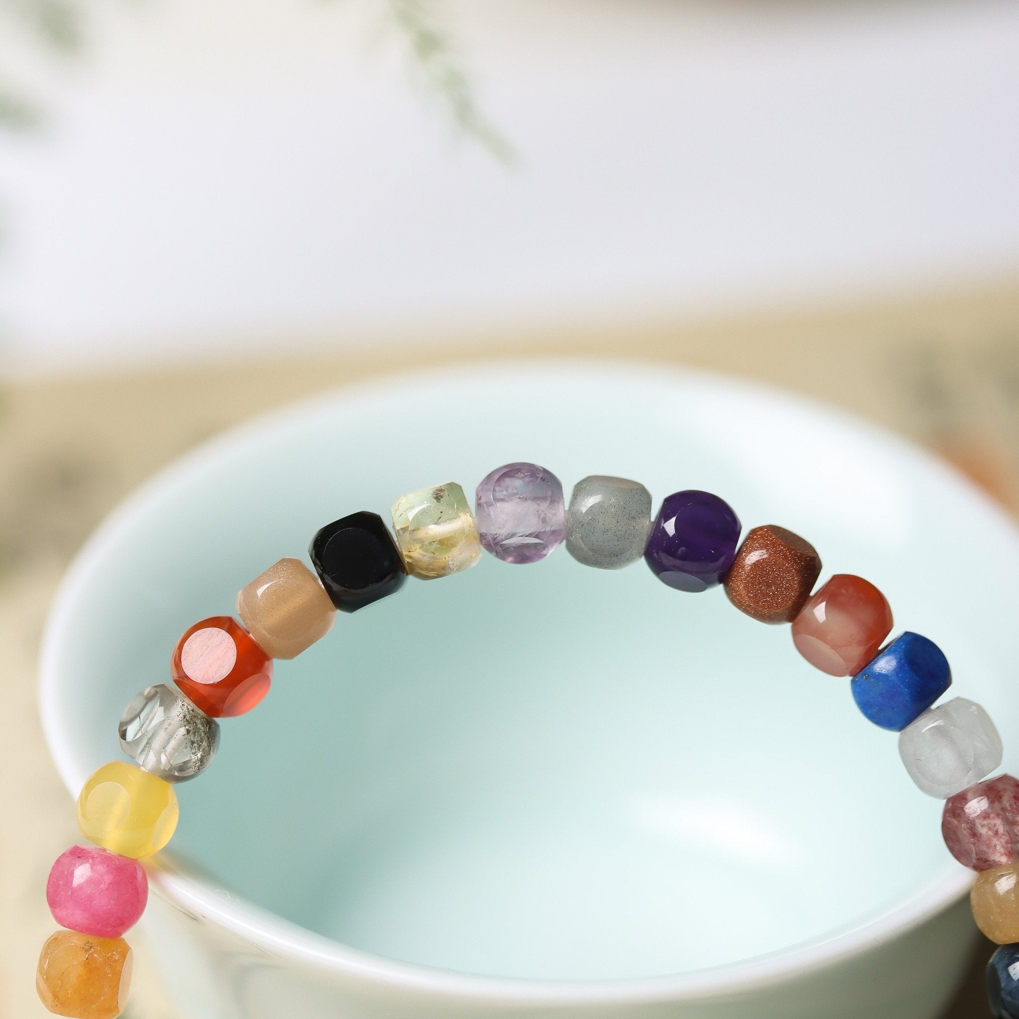 Colorful Agate Square Bead Bracelet - Bracelet - Feather Peace
