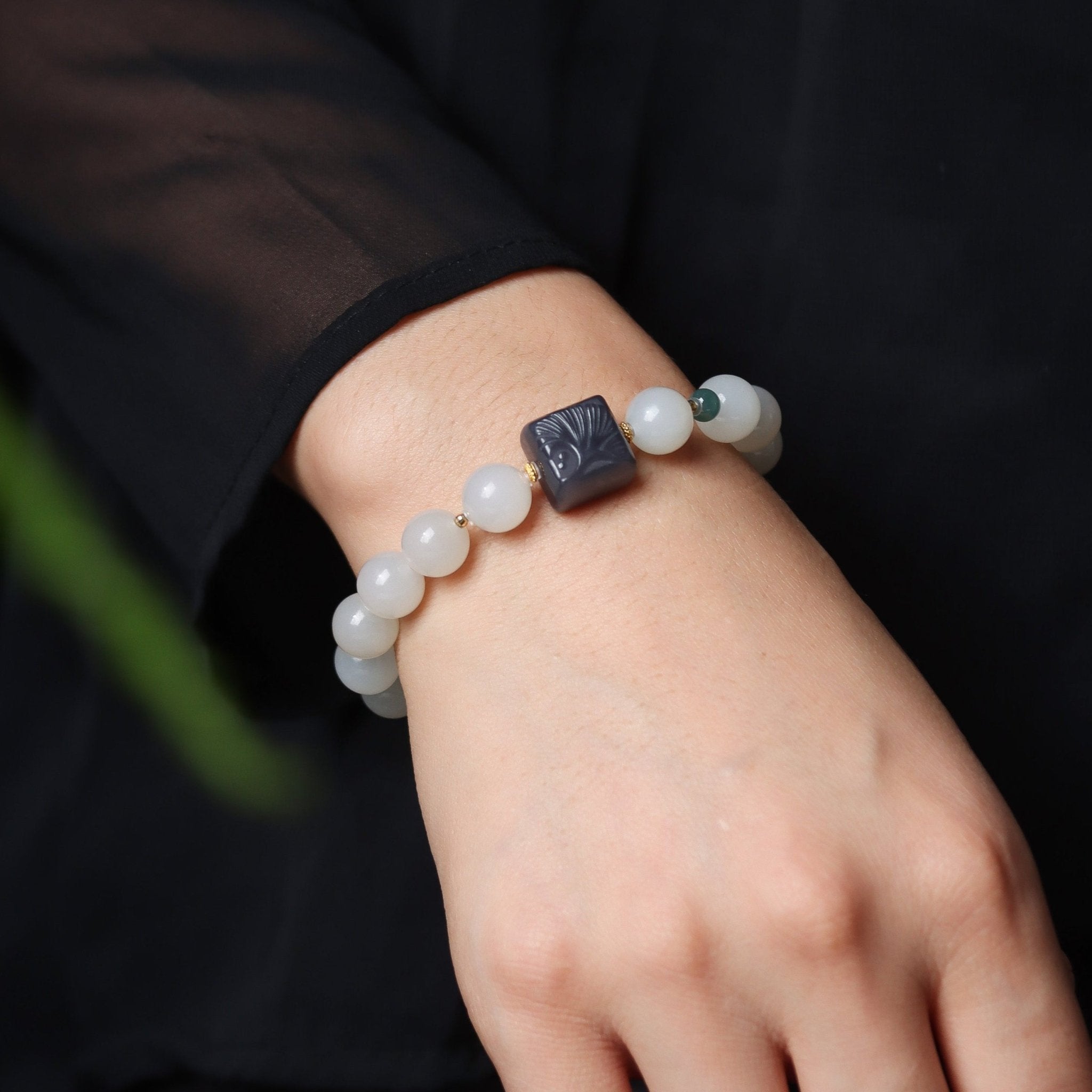 Dainty Lotus Starch Jade Bracelet - Bracelet - Feather Peace