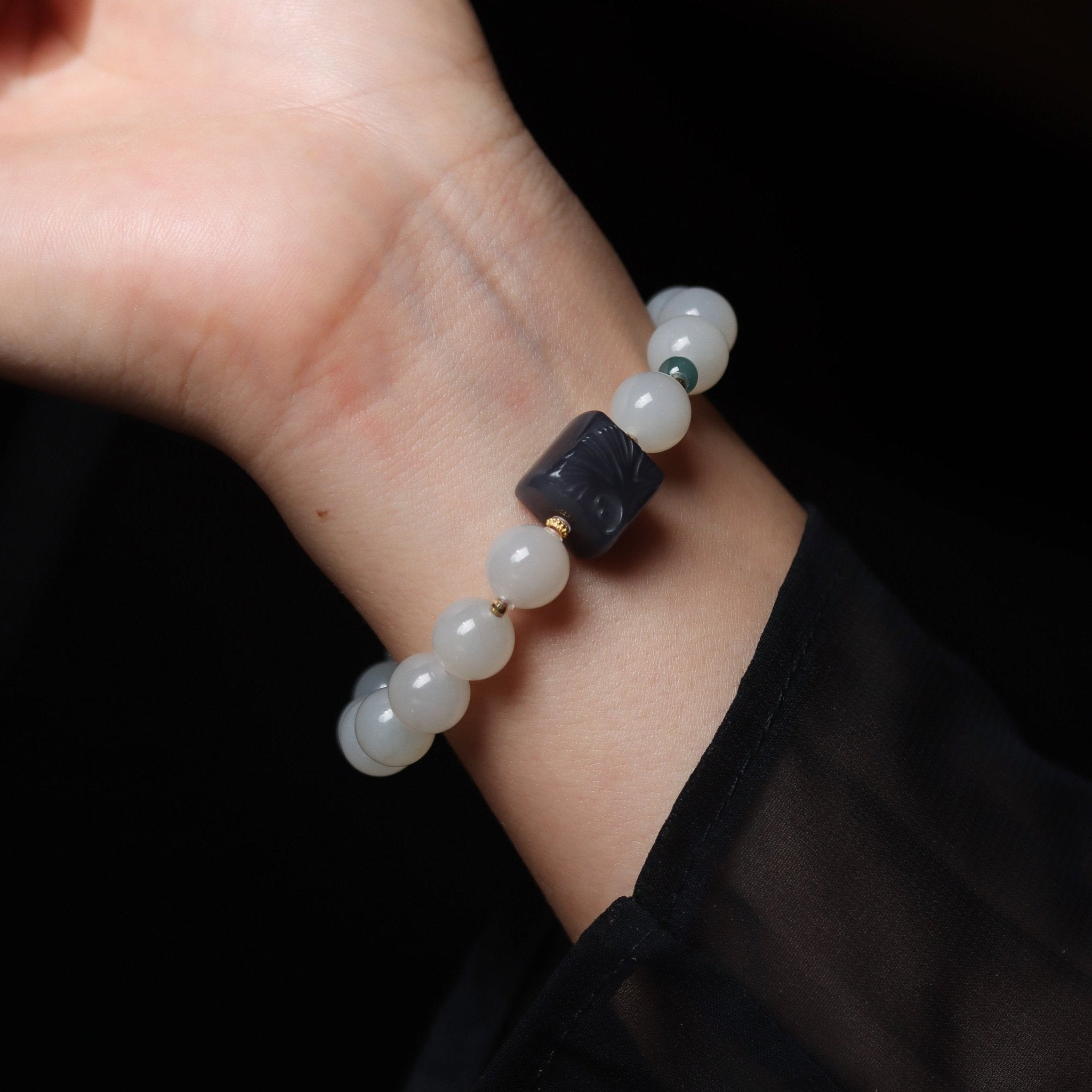 Dainty Lotus Starch Jade Bracelet - Bracelet - Feather Peace