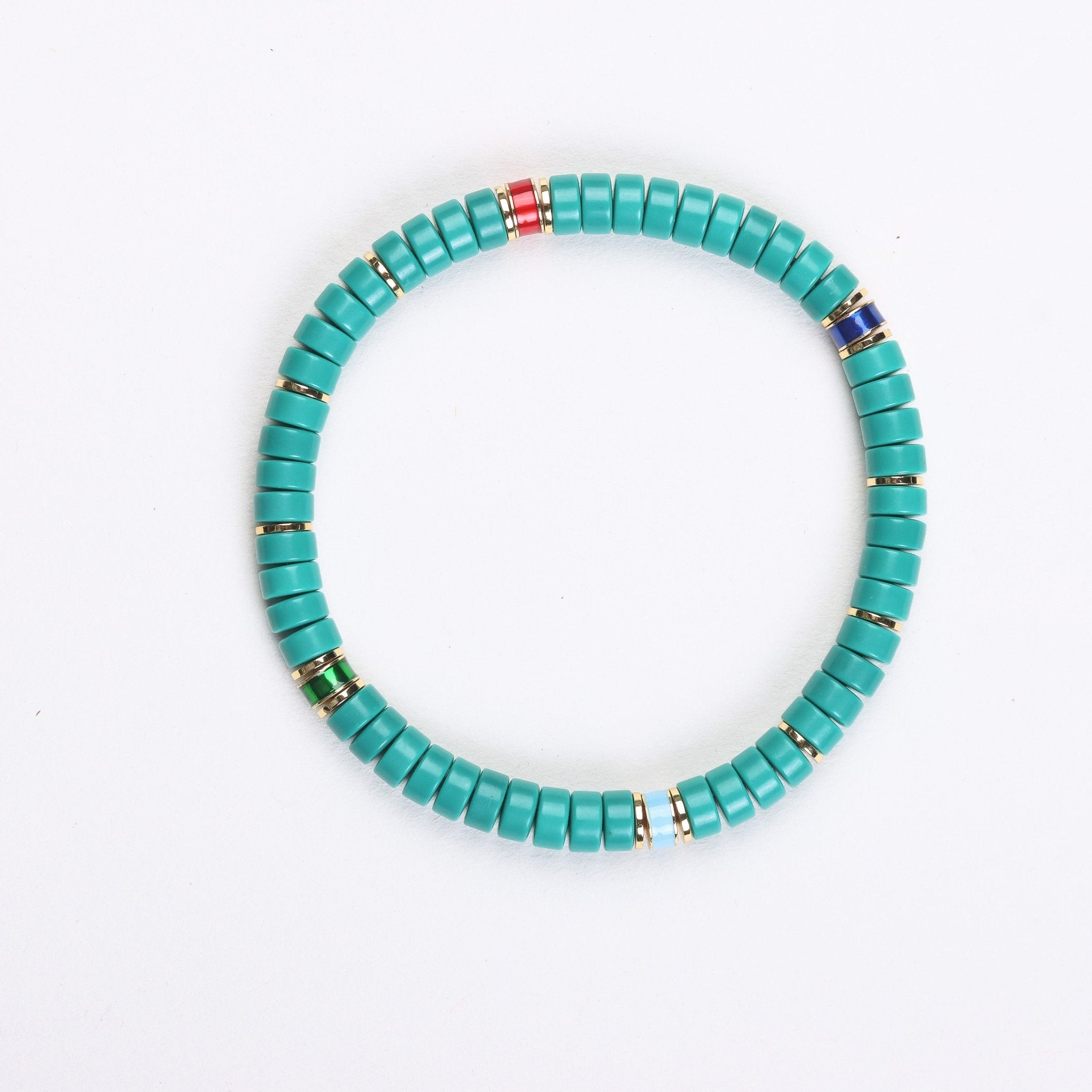 Dainty Turquoise Bead Bracelet with Colorful Pendant - Bracelet - Feather Peace