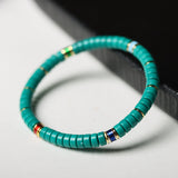 Dainty Turquoise Bead Bracelet with Colorful Pendant - Bracelet - Feather Peace