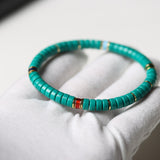 Dainty Turquoise Bead Bracelet with Colorful Pendant - Bracelet - Feather Peace