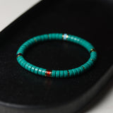 Dainty Turquoise Bead Bracelet with Colorful Pendant - Bracelet - Feather Peace