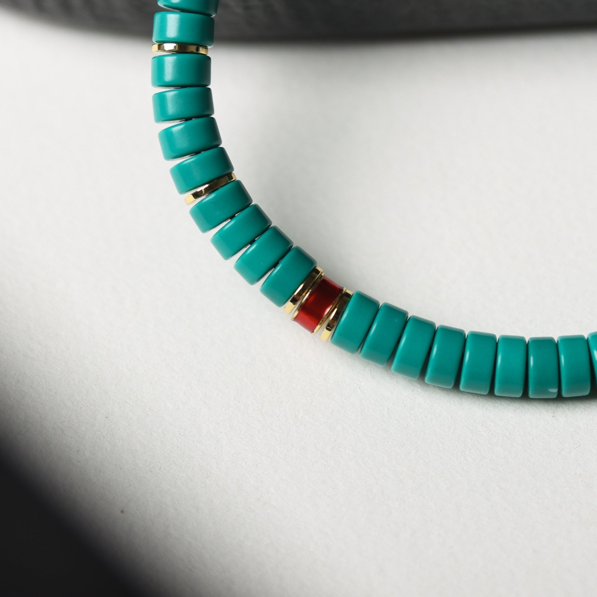 Dainty Turquoise Bead Bracelet with Colorful Pendant - Bracelet - Feather Peace