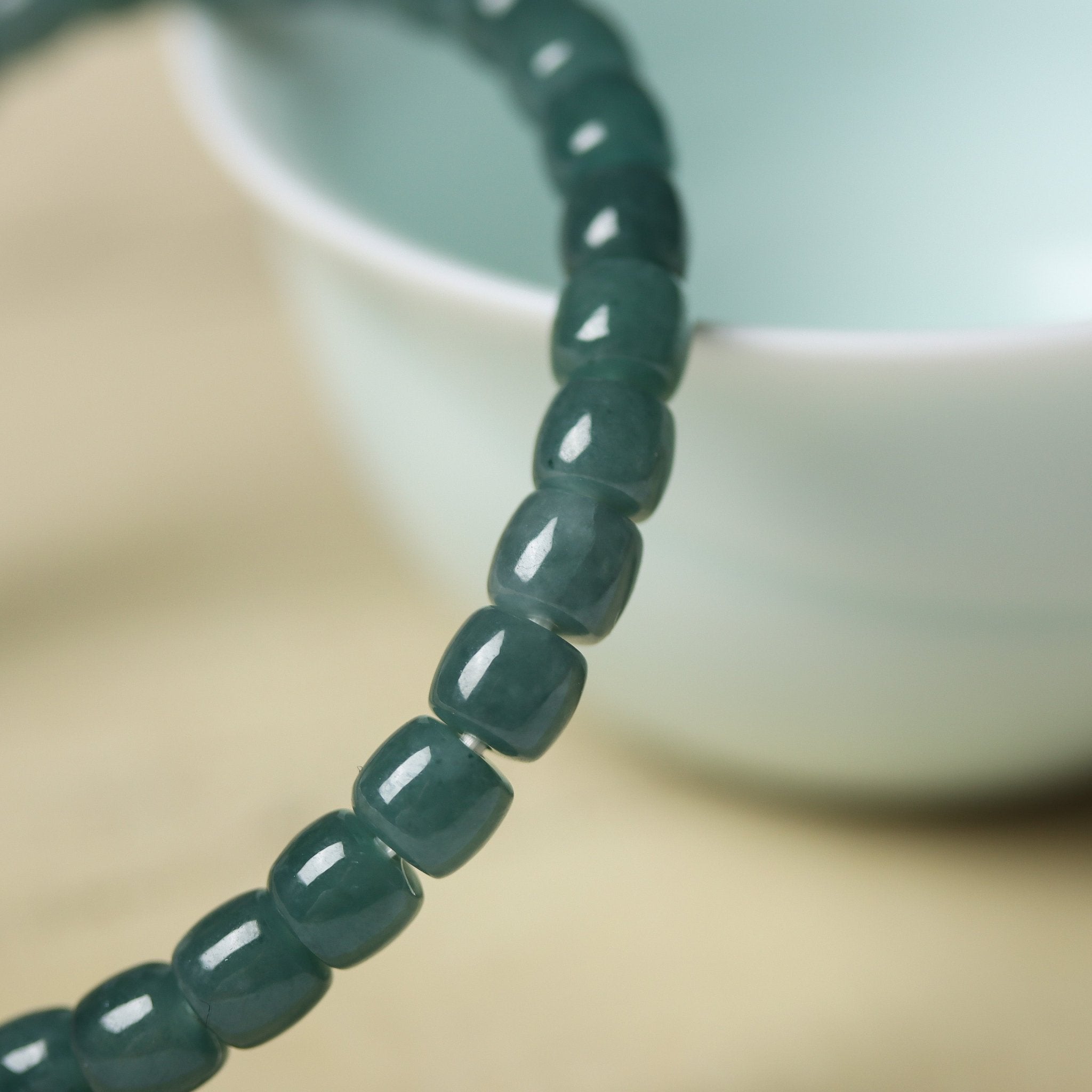 Dark Green Jadeite Bracelet - Bracelet - Feather Peace