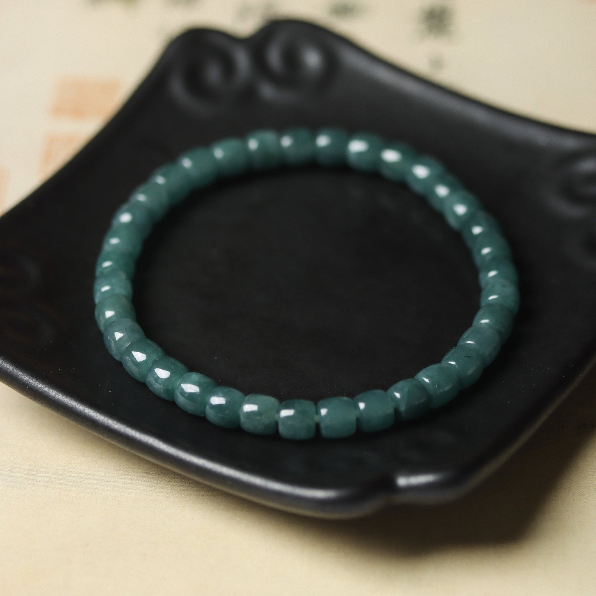 Dark Green Jadeite Bracelet - Bracelet - Feather Peace