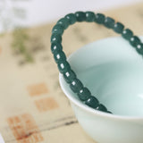 Dark Green Jadeite Bracelet - Bracelet - Feather Peace