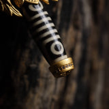 Four - Eyed Roc Dzi Bead - Necklace - Feather Peace