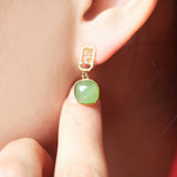 Green Jade Deer Dangle Earrings - Earrings - Feather Peace