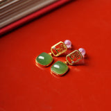 Green Jade Deer Dangle Earrings - Earrings - Feather Peace