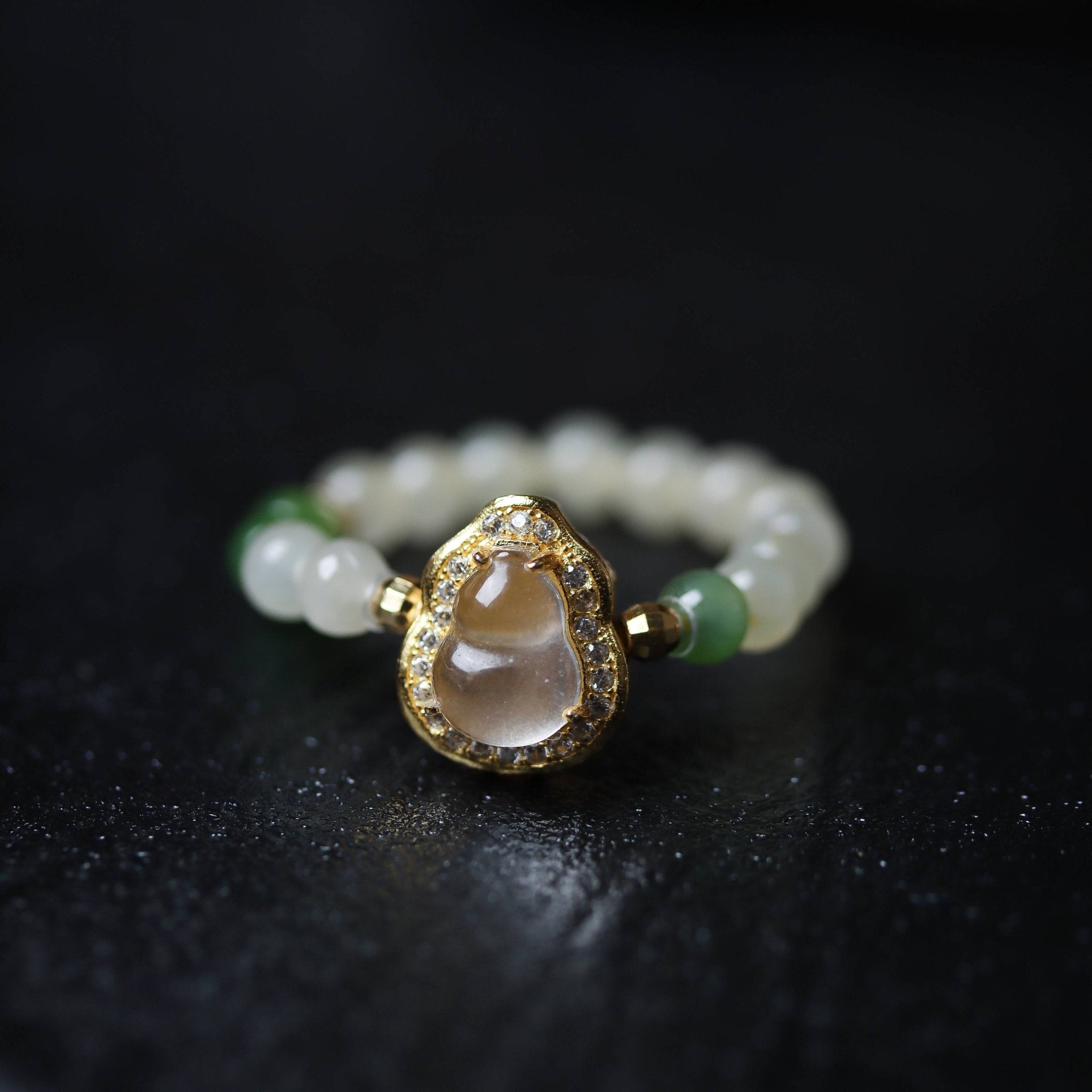 Halo Jade Gourd Beaded Ring - Ring - Feather Peace