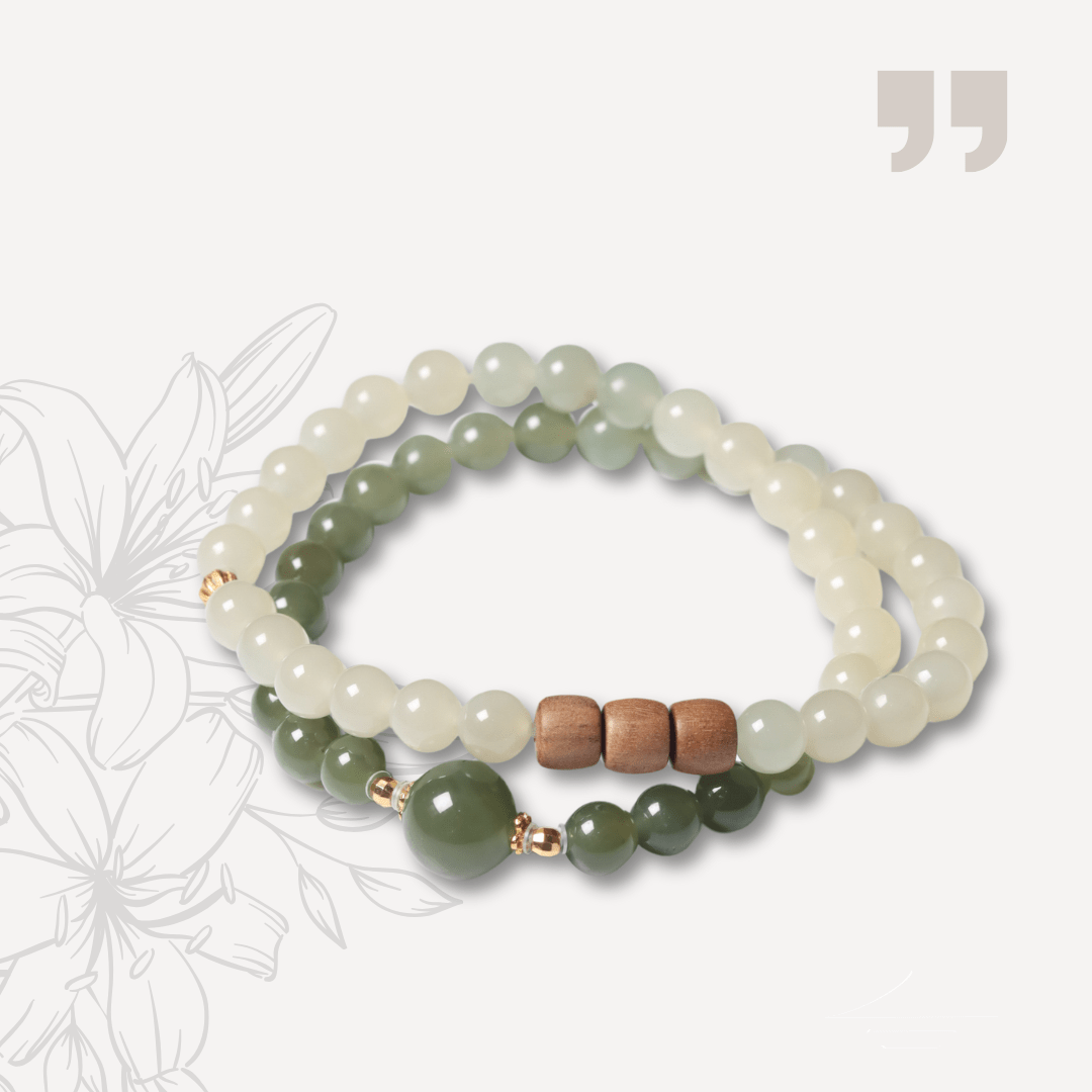 Hetian Jade and Sandalwood Mala Beads - Mala Bead - Feather Peace