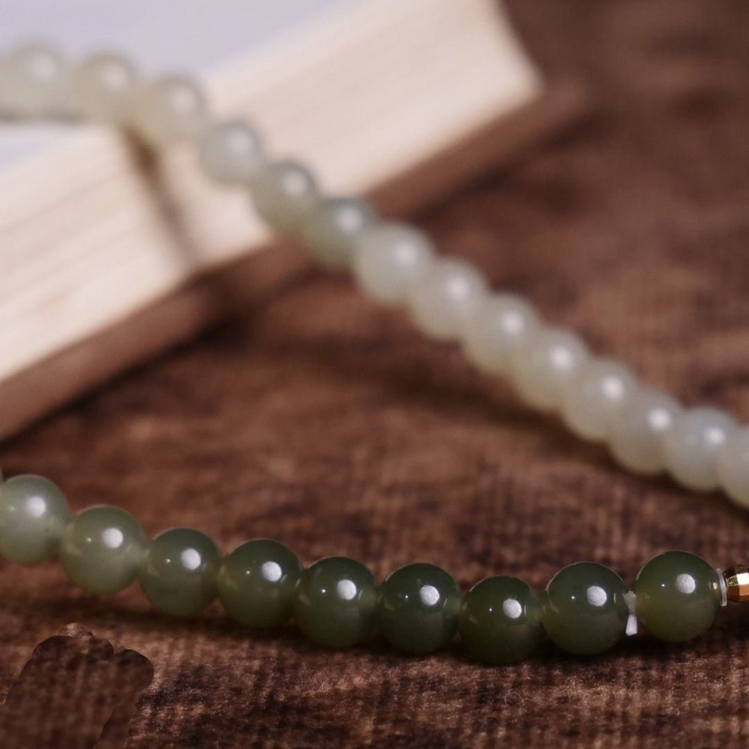 Hetian Jade and Sandalwood Mala Beads - Mala Bead - Feather Peace