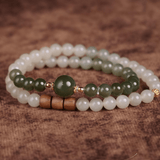 Hetian Jade and Sandalwood Mala Beads - Mala Bead - Feather Peace