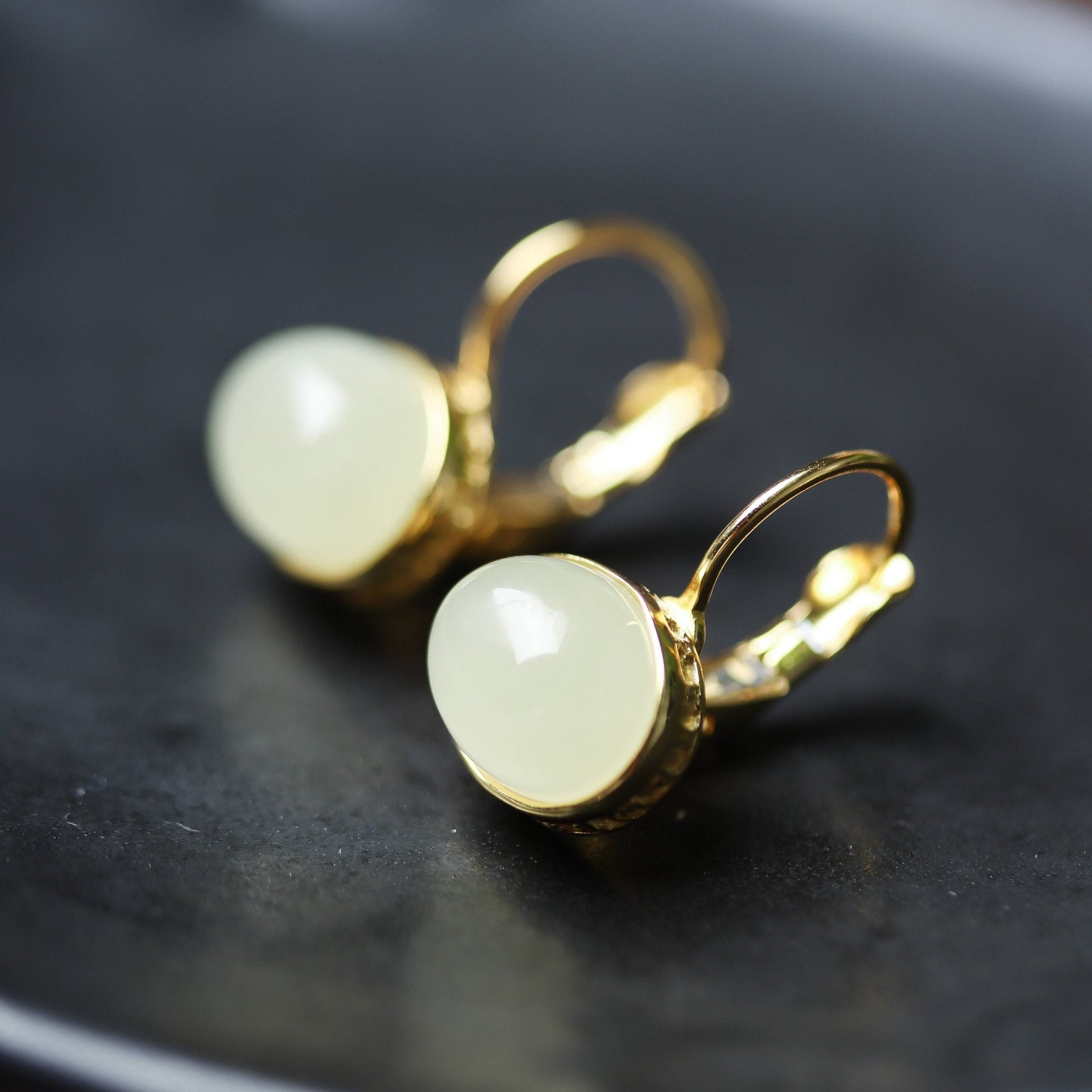 Hetian Jade Hoop Dangle Earrings - Earrings - Feather Peace