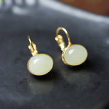 Hetian Jade Hoop Dangle Earrings - Earrings - Feather Peace
