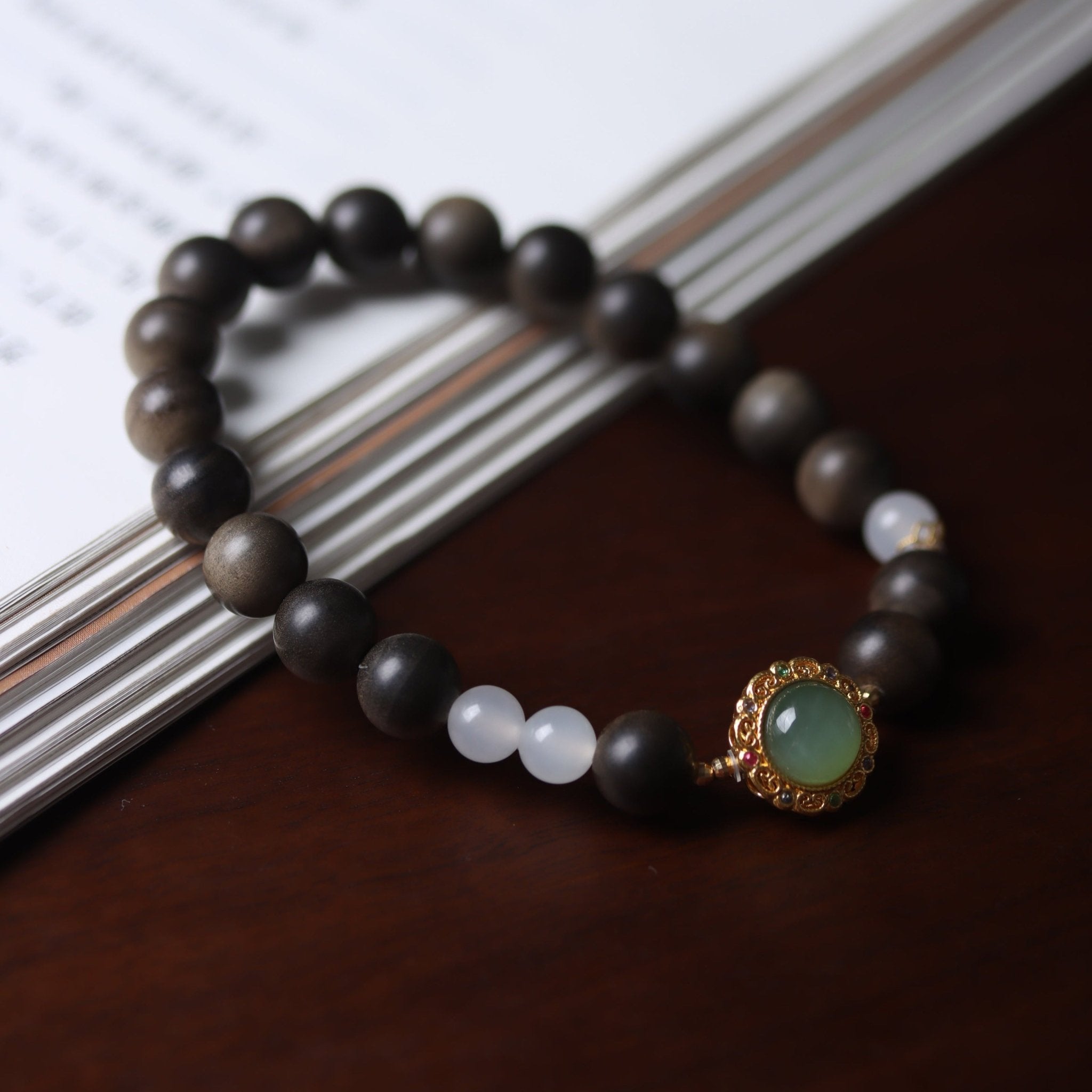 Jade and Sandalwood Harmony Bracelet - Bracelet - Feather Peace