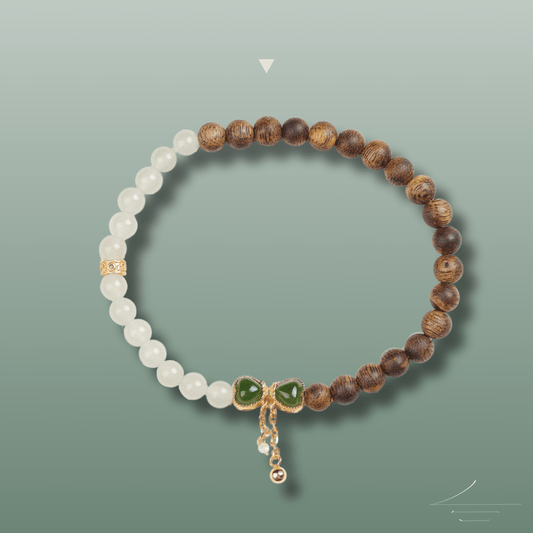 Jasper Bow Jade and Agarwood Bracelet - Bracelet - Feather Peace