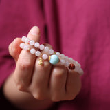 Larimar Pendant with Lotus Root Starch Jade Mala Bead - Mala Bead - Feather Peace