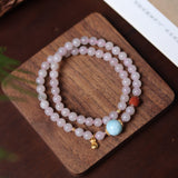 Larimar Pendant with Lotus Root Starch Jade Mala Bead - Mala Bead - Feather Peace