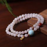 Larimar Pendant with Lotus Root Starch Jade Mala Bead - Mala Bead - Feather Peace