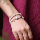 Larimar Pendant with Lotus Root Starch Jade Mala Bead - Mala Bead - Feather Peace