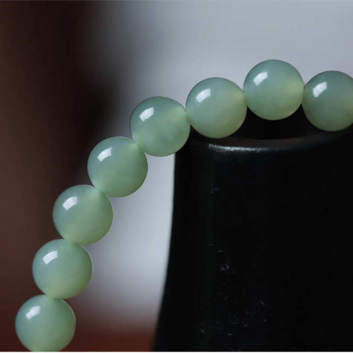 Light Green Hetian Jade and Beeswax Amber Bracelet - Bracelet - Feather Peace