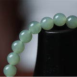 Light Green Hetian Jade and Beeswax Amber Bracelet - Bracelet - Feather Peace