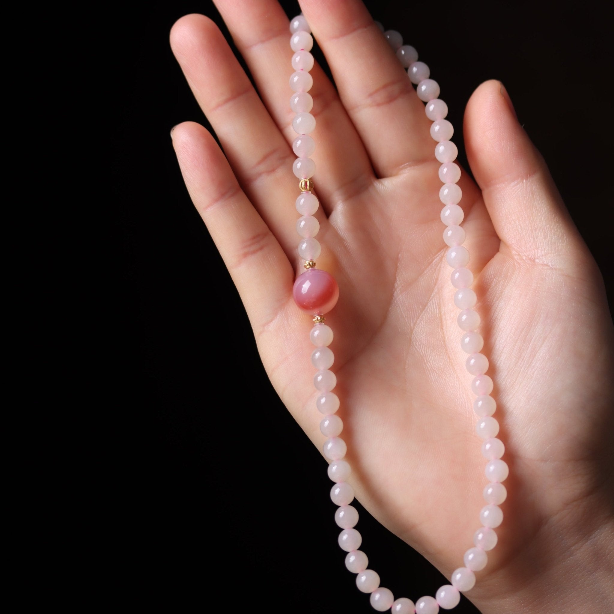 Lotus Root Starch Colored Hetian Jade Mala Bead - Mala Bead - Feather Peace