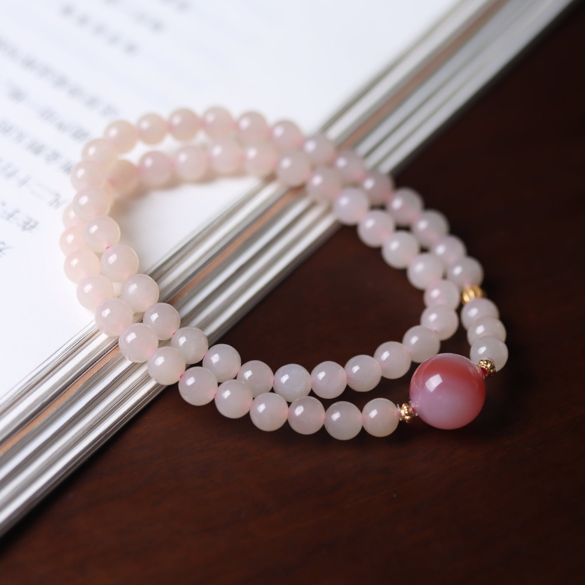 Lotus Root Starch Colored Hetian Jade Mala Bead - Mala Bead - Feather Peace